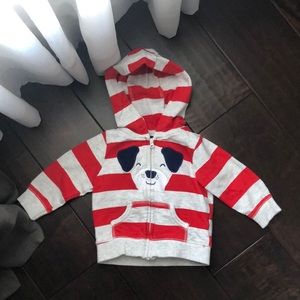 Carter’s Striped Red White Dog Hoodie 6mo